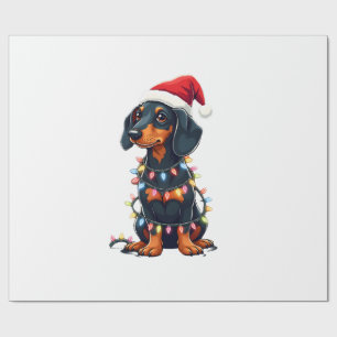 Dachshund Kerstlichten Sinterklaas Hoed Kerstmis H Cadeaupapier