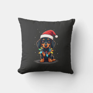 Dachshund Kerstlichten Sinterklaas Hoed Kerstmis H Kussen