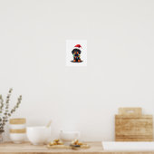 Dachshund Kerstlichten Sinterklaas Hoed Kerstmis H Poster (Keuken)