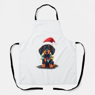 Dachshund Kerstlichten Sinterklaas Hoed Kerstmis H Schort