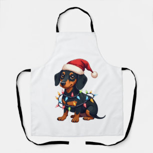 Dachshund Kerstlichten Sinterklaas Hoed Kerstmis H Schort