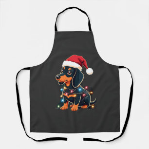 Dachshund Kerstlichten Sinterklaas Hoed Kerstmis H Schort