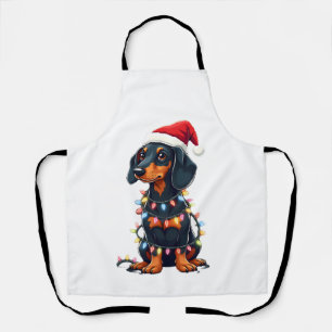 Dachshund Kerstlichten Sinterklaas Hoed Kerstmis H Schort