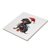 Dachshund Kerstlichten Sinterklaas Hoed Kerstmis H Tegeltje (Zijkant)