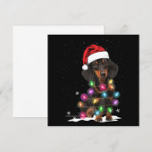 Dachshund Kerstlichtjes Met Sneeuw Notitiekaartje (Voorkant / Achterkant)