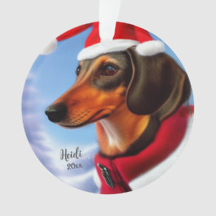Dachshund, Kerstman Hond, Personaliseer, Kerstmis Ornament
