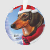 Dachshund, Kerstman Hond, Personaliseren,Kerstmis Ornament (voorkant)