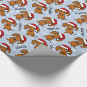Dachshund Kerstmis Aangepaste Naam Leuke Wiener Ho Cadeaupapier (Hoek)