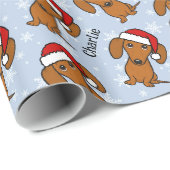 Dachshund Kerstmis Aangepaste Naam Leuke Wiener Ho Cadeaupapier (Rol Hoek)
