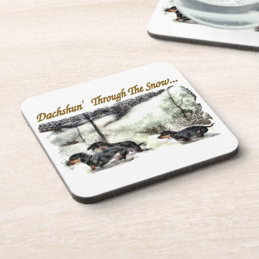 Dachshund Kerstmis Bier Onderzetter (Linkerzijde)