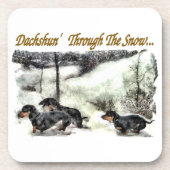Dachshund Kerstmis Bier Onderzetter (Voorkant)