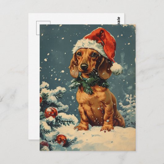 Dachshund Kerstmis Briefkaart (Voorkant / Achterkant)