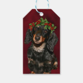 Dachshund Kerstmis Cadeaulabel (Voorkant)