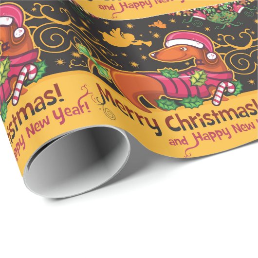 Dachshund Kerstmis Cadeaupapier (Rol Hoek)