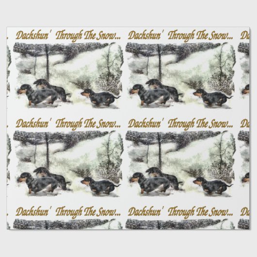 Dachshund Kerstmis Cadeaupapier (Vlak)