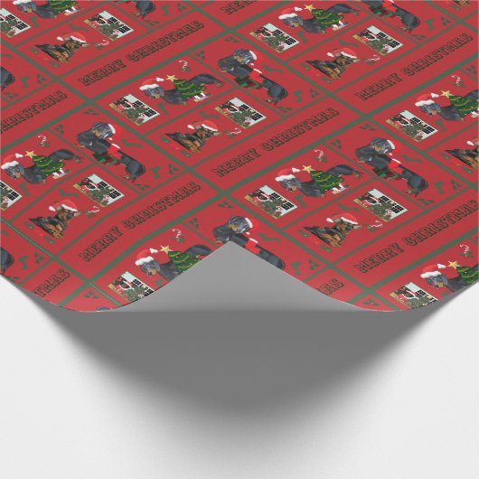 Dachshund Kerstmis Cadeaupapier (Hoek)