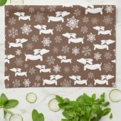Dachshund Kerstmis Chef Gift Bruin Theedoek (Gevouwen)