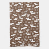 Dachshund Kerstmis Chef Gift Bruin Theedoek (Verticaal)