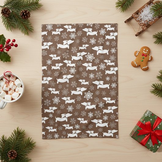 Dachshund Kerstmis Chef Gift Bruin Theedoek
