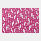 Dachshund Kerstmis Chef Gift Fuchsia Theedoek (Horizontaal)