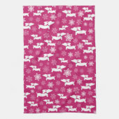 Dachshund Kerstmis Chef Gift Fuchsia Theedoek (Verticaal)