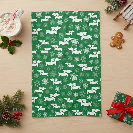 Dachshund Kerstmis Chef Gift Groen Theedoek