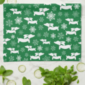 Dachshund Kerstmis Chef Gift Groen Theedoek (Gevouwen)