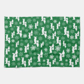 Dachshund Kerstmis Chef Gift Groen Theedoek (Horizontaal)