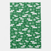 Dachshund Kerstmis Chef Gift Groen Theedoek (Verticaal)