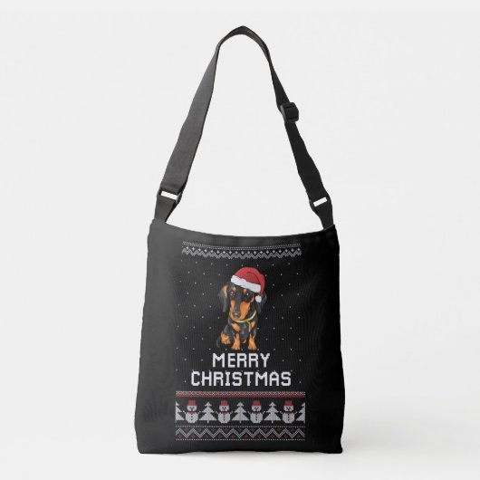 Dachshund Kerstmis Crossbody Tas (Voorkant)