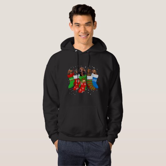 Dachshund Kerstmis Dachshund Hond Schattigee Sokke Hoodie (Voorkant volledig)