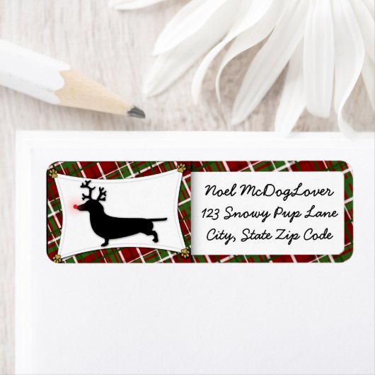 Dachshund Kerstmis Etiket (Insitu)