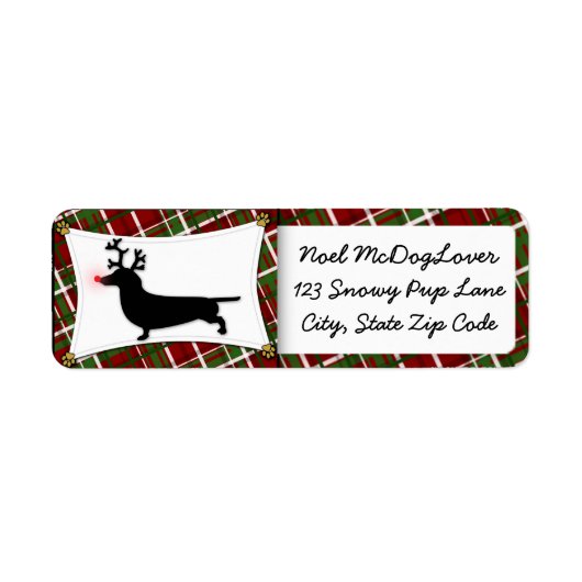 Dachshund Kerstmis Etiket (Voorkant)