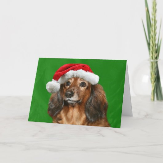 Dachshund Kerstmis Feestdagen Kaart (Voorkant)