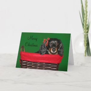Dachshund Kerstmis Feestdagen Kaart