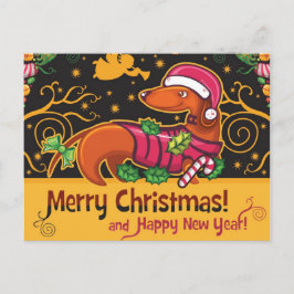 Dachshund Kerstmis Feestdagenkaart