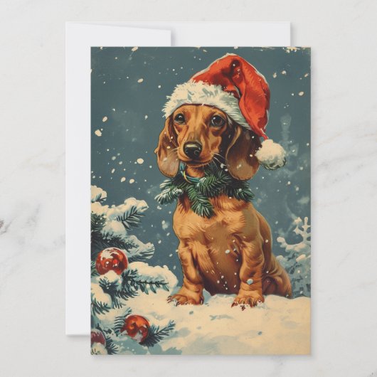 Dachshund Kerstmis Feestdagenkaart (Voorkant)