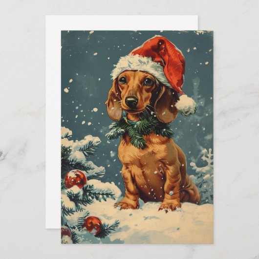 Dachshund Kerstmis Feestdagenkaart (Voorkant / Achterkant)
