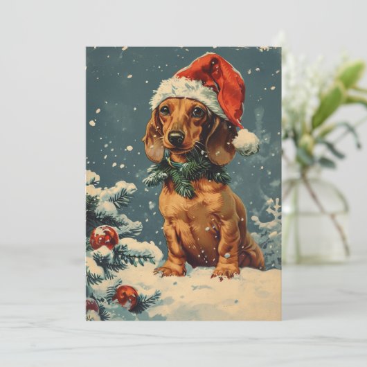 Dachshund Kerstmis Feestdagenkaart (Staand voorkant)