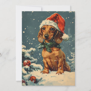 Dachshund Kerstmis Feestdagenkaart