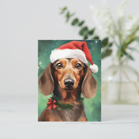 Dachshund Kerstmis Feestdagenkaart (Staand voorkant)