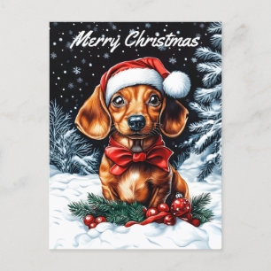 Dachshund Kerstmis Feestdagenkaart