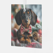 Dachshund Kerstmis Glas Ornament (Voorkant links)