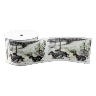 Dachshund Kerstmis Grosgrain Lint