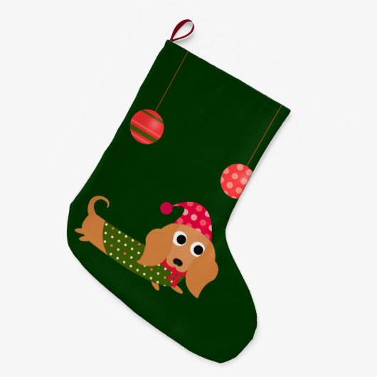 Dachshund Kerstmis Grote Kerstsok (Voorkant (Hangend))