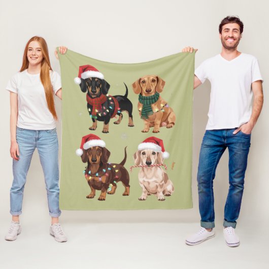 Dachshund Kerstmis Hond Moeder Liefhebber Kerstcad Fleece Deken (In situ)