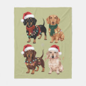 Dachshund Kerstmis Hond Moeder Liefhebber Kerstcad Fleece Deken (Voorkant)