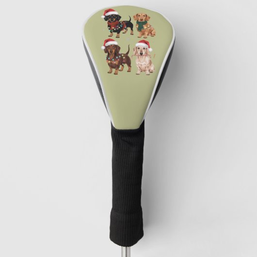 Dachshund Kerstmis Hond Moeder Liefhebber Kerstcad Golfheadcover (Voorkant)