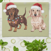Dachshund Kerstmis Hond Moeder Liefhebber Kerstcad Theedoek (Gevouwen)