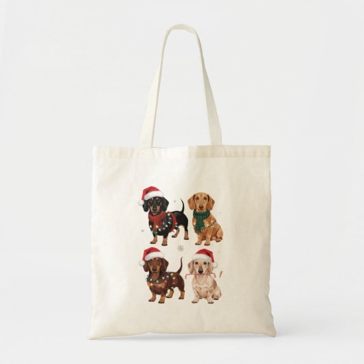 Dachshund Kerstmis Hond Moeder Liefhebber Kerstcad Tote Bag (Voorkant)